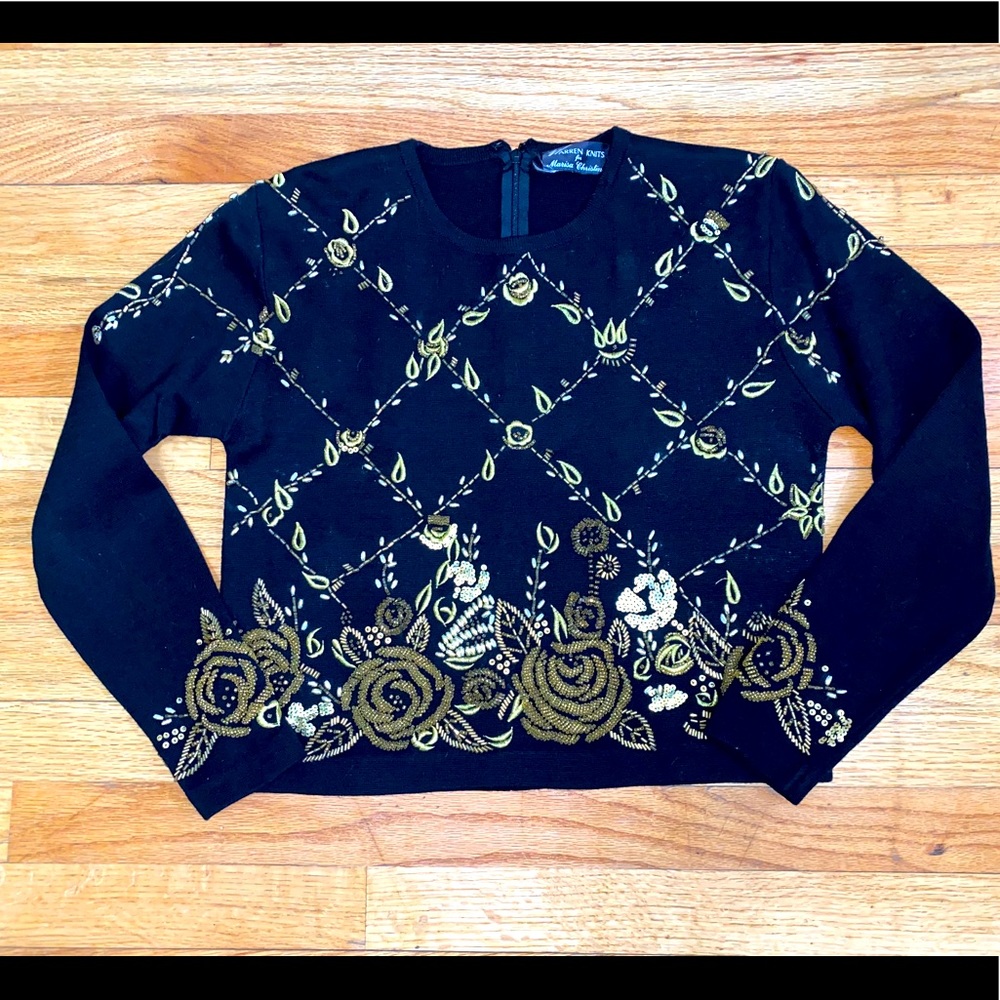WARREN KNITS MARISA CHRISTINA - BLACK GOLD SWEATER